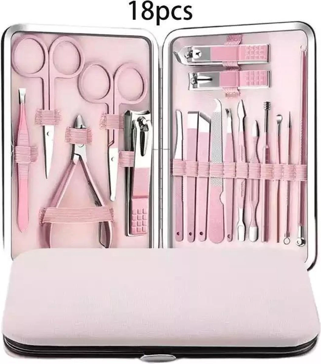 Luxe 18-delige Manicure Set - Manicure Pedicure Set- Nagelverzorging- Met Opbergetui - Afbeelding 2