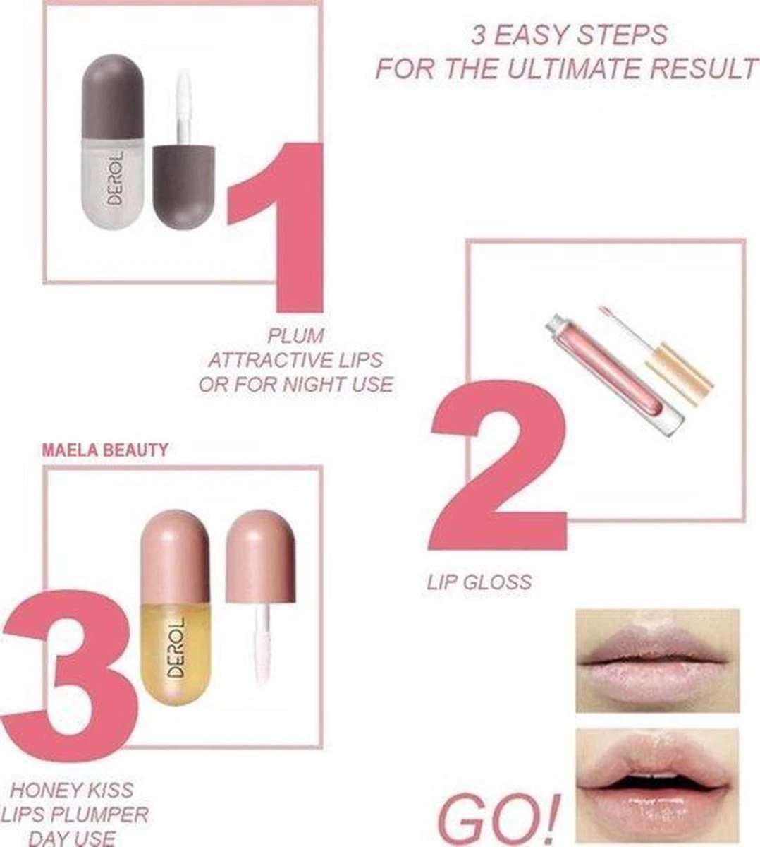2 Stuks DAG En Nacht Lip Plumpers | Natuurlijke Lip Plumpers | 50% Vollere Lippen In 2 Min | Lip Filler | Lipgloss | Lip Maximizer | Cadeautip | In Een Schattige Cadeauverpakking! - Afbeelding 2