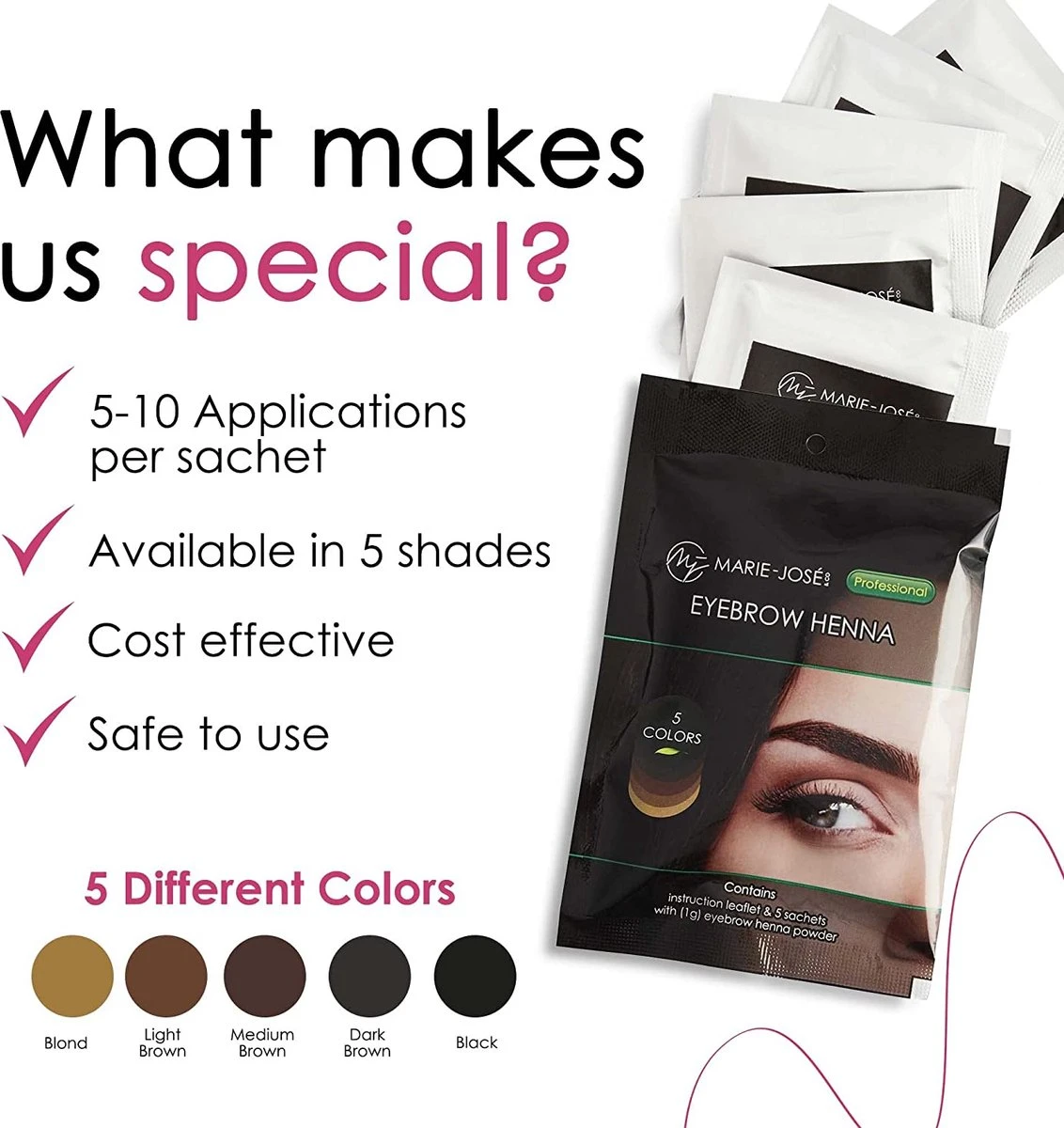 Henna Wenkbrauwverf 5 Kleuren | Henna Brows |Geschikt Voor Minstens 25 Toepassingen | Zelf Je Perfecte Kleur Samenstellen! - Afbeelding 2