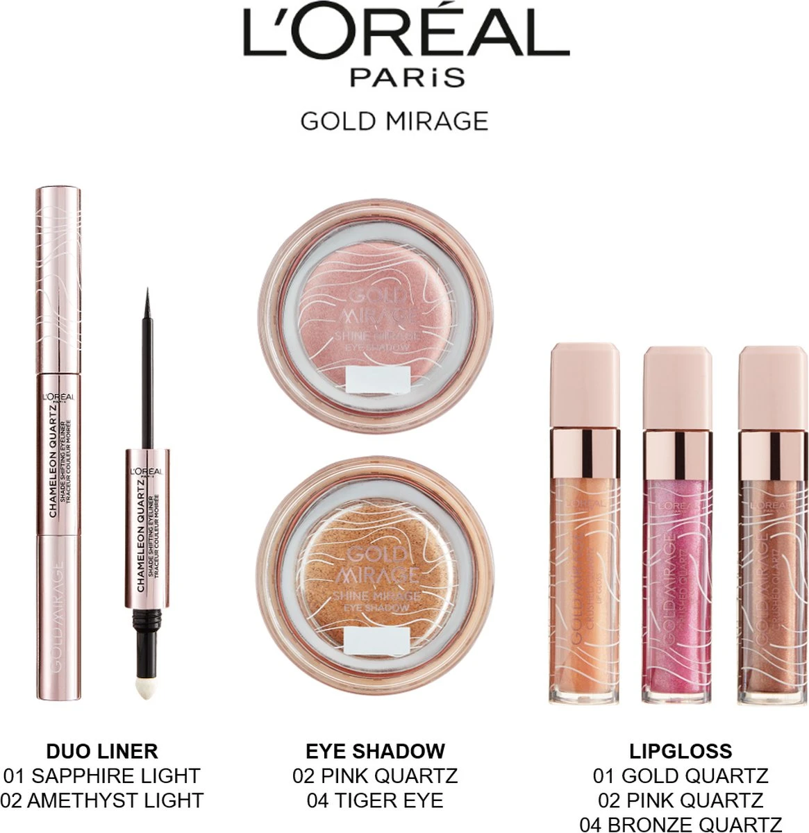 L’Oréal Paris Gold Mirage Oogschaduw - 02 Pink Quartz - Roze - Limited Edition - Shine Mirage Eye Schadow - Afbeelding 5