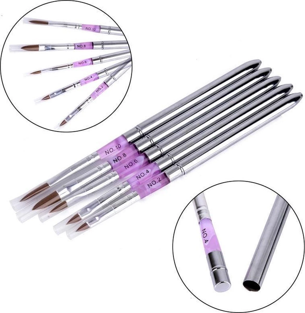 Merkloos Kwalitatieve Acryl Penseel - Nageldecoratie Pen - #8 Pink Diamond - Afbeelding 5