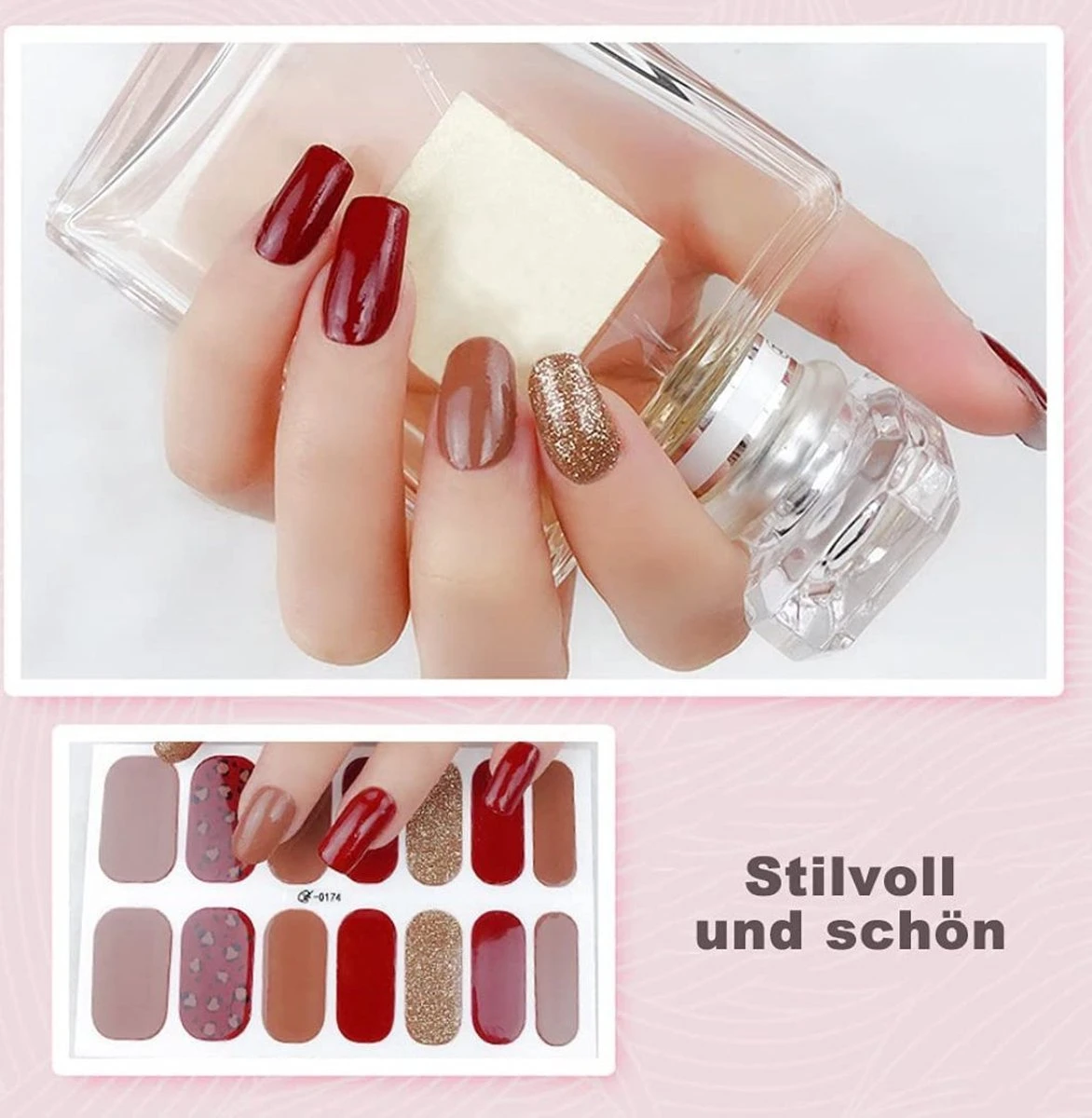 GUAPÀ® Nagelstickers & Nail Wraps - Nagelstickers Hartjes En Vormpjes - Nail Art - Nagel Folie - Diverse Kleuren Nail Wrap - 20 Vellen Nagelstickers - Afbeelding 2