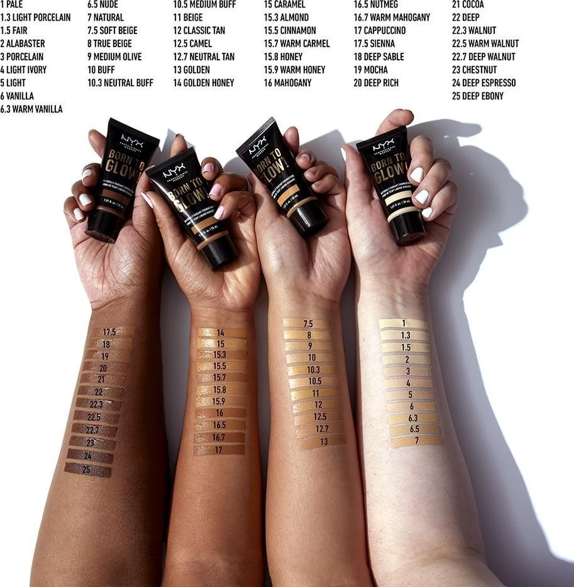 NYX Professional Makeup Born To Glow! Naturally Radiant Foundation - Porcelain BTGRF03 - Foundation - 30 Ml - Afbeelding 4
