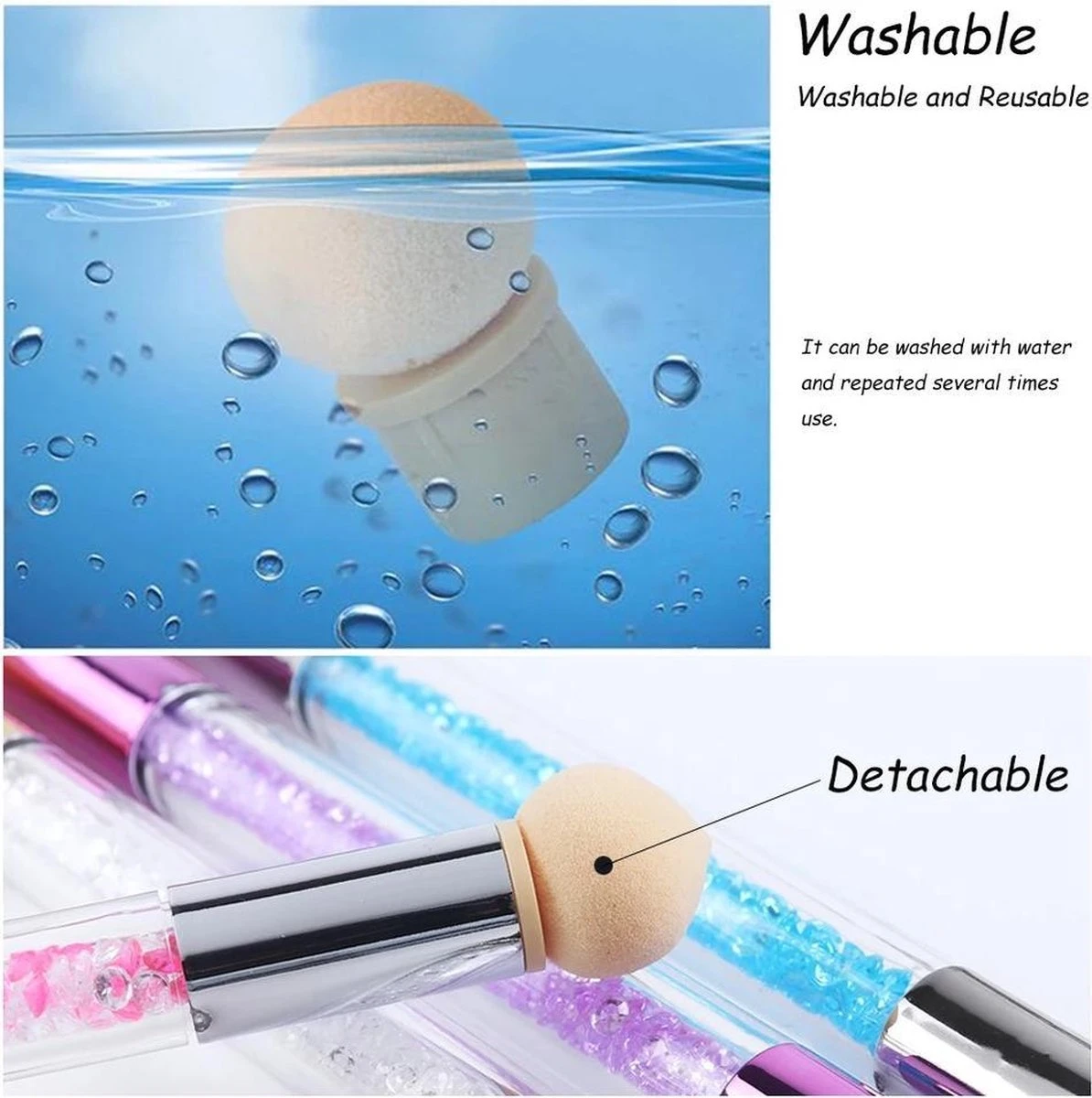 GUAPÀ - Nail Art Blooming Spons & Stempel Penseel Voor Het Maken Van Babyboom En Holografisch Effecten Op Je Nagels - Kleur Roze - Afbeelding 6