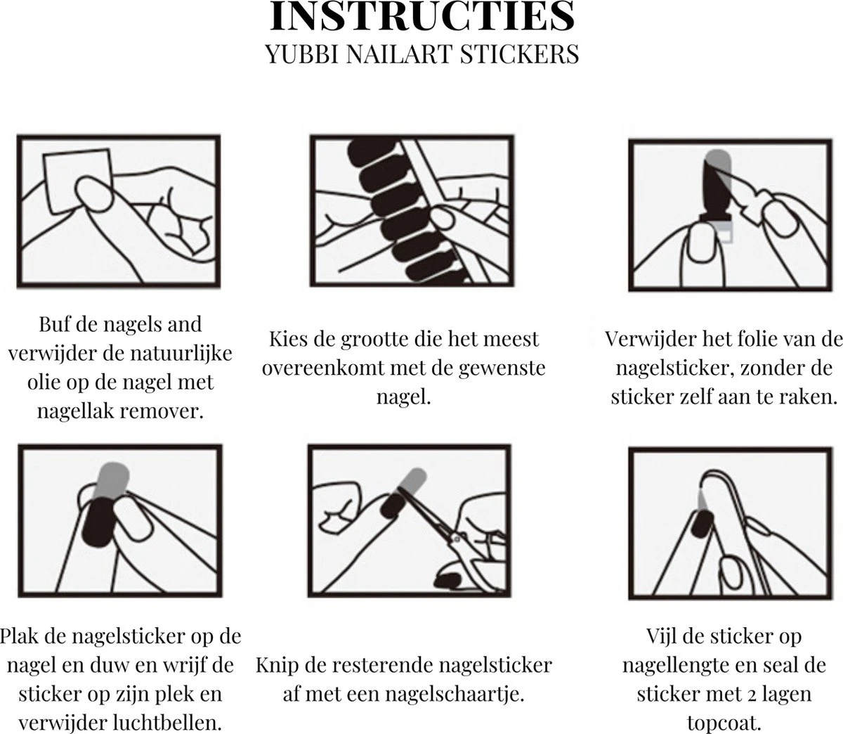 YUBBI Nail Art Nagel Stickers - Nail Wraps - Stencils - Zelfklevend - Natural Shine - 4 Vellen - Afbeelding 5
