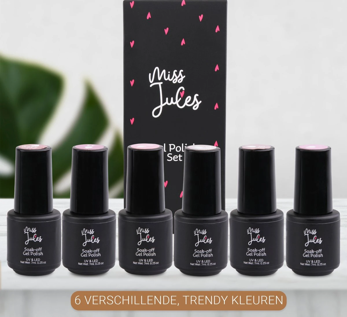Miss Jules - 6-Delige Gellak Starterspakket - Nagellak - Kleur Nude - Glanzend & Dekkend Resultaat - Afbeelding 2