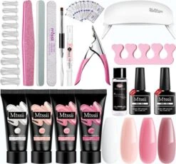 Merkloos Mtssii - POLYGEL Kit - 4 Kleuren Polygel 30ML - Roze En Wit - Starterkit - Manicure Set- Gellak - UV Lamp - Polygel Nagels Starterspakket - Nepnagels -