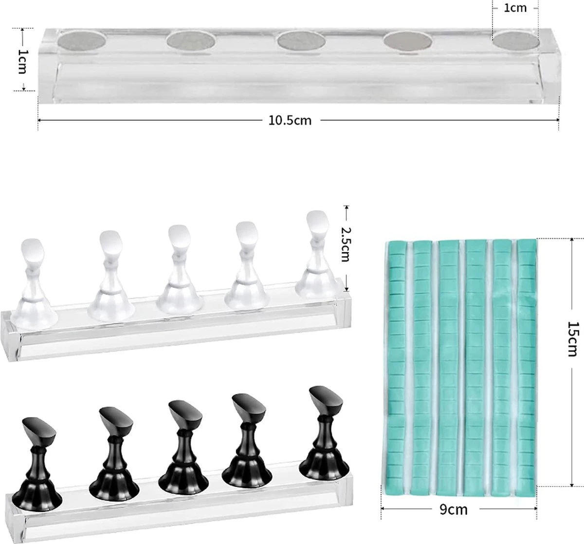 Merkloos Nailtrainer Oefenhand Voor Nagels 12-delige Set - Acryl Nagels Starterspakket - Starter Kit Nagel Display Magnetische Waaier – Kunstnagels Plaknagels - Nail Art Set - Uv Lamp Gelnagels Houd - Afbeelding 3