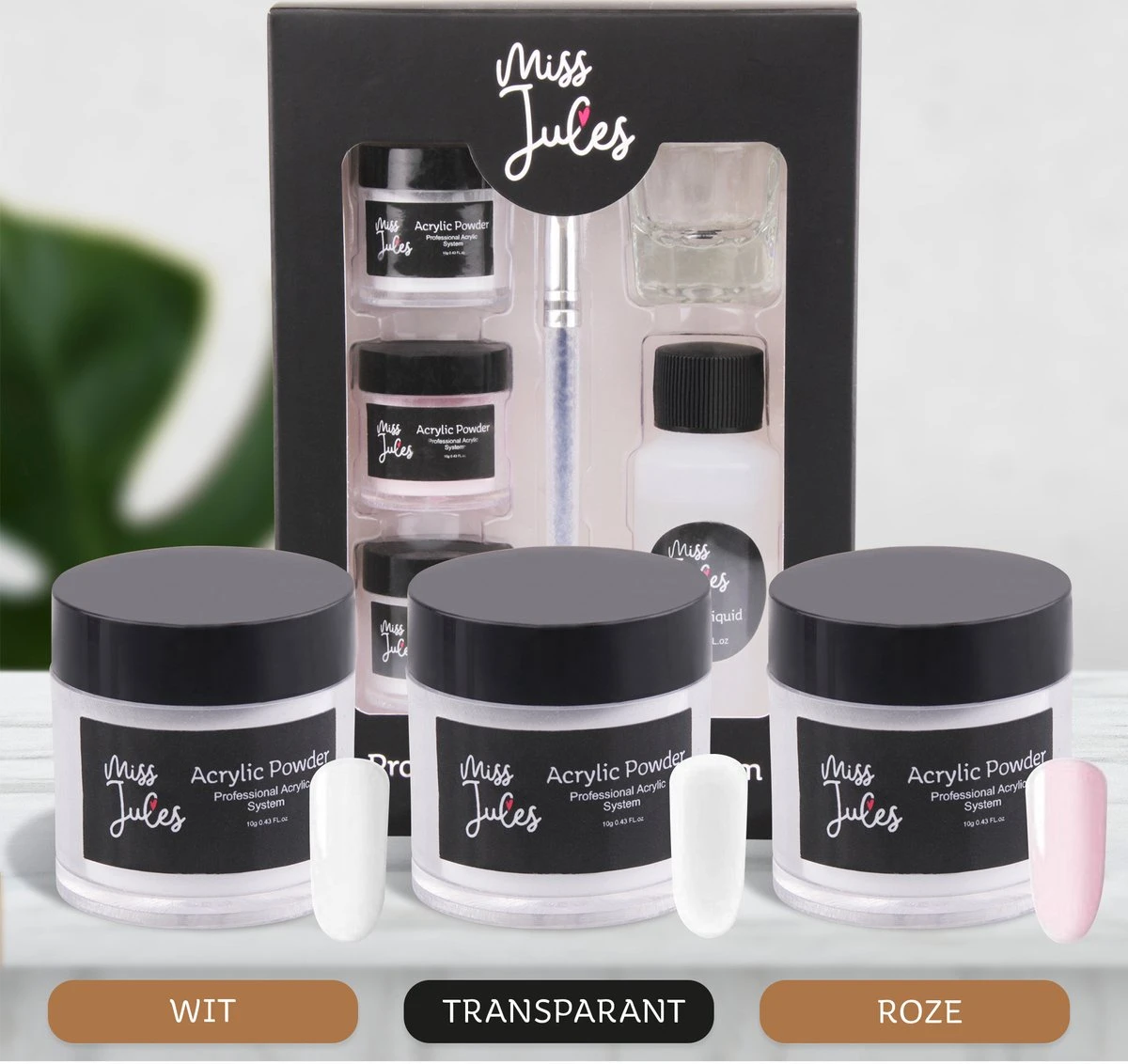 Miss Jules - Acryl Nagels Starterspakket - Wit, Roze & Transparant - Professionele Kunstnagels - Afbeelding 2