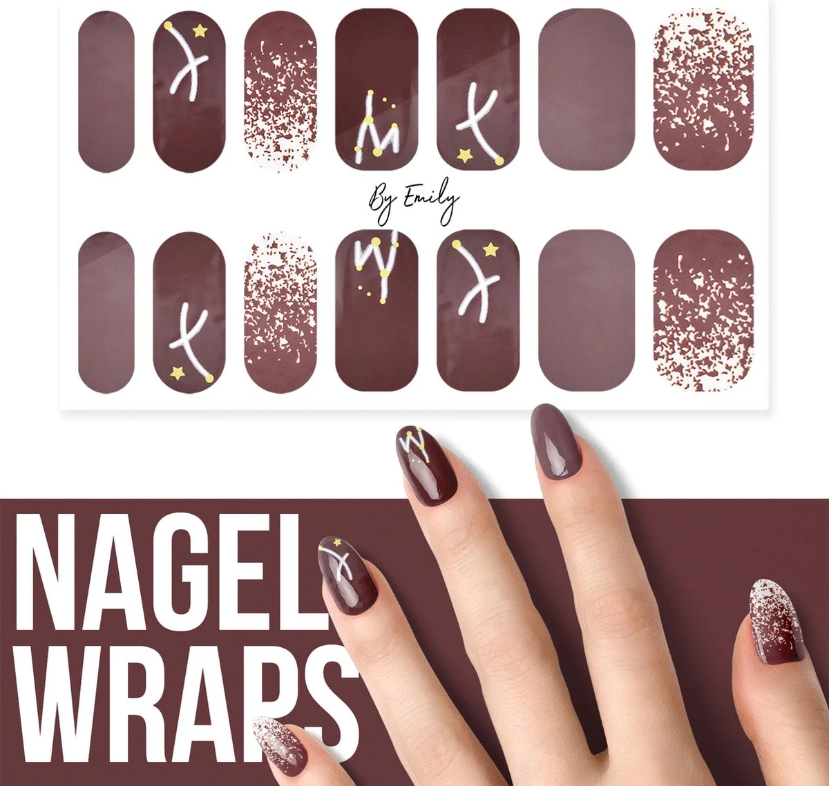 By Emily - Nagel Wrap - Star Struck | 14 Stickers | Nail Wrap | Nail Art | Trendy | Design | Nagellakvrij | Eenvoudig | Nagel Wrap | Nagel Stickers | Folie | Zelfklevend | Sjablonen