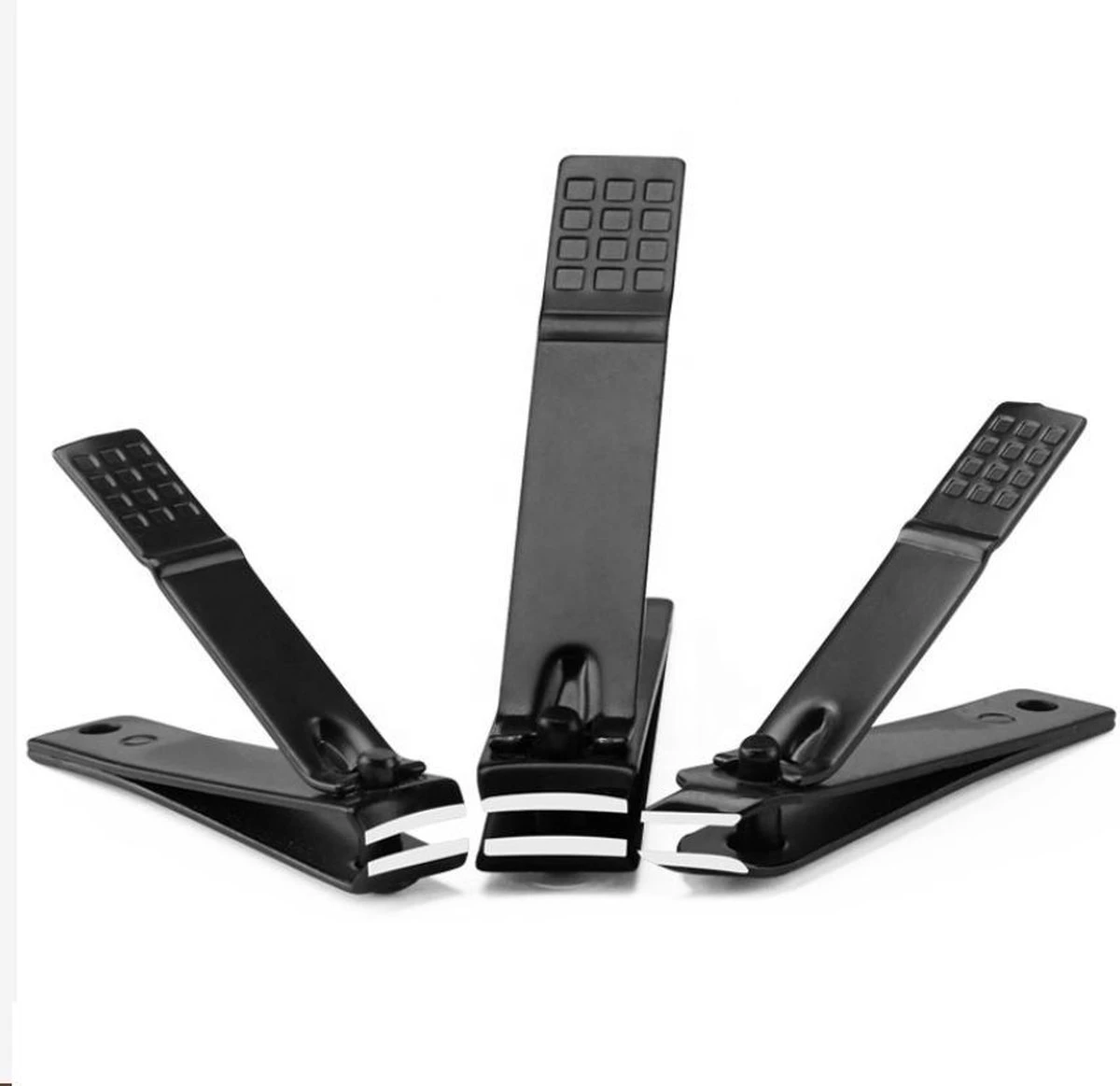 Merkloos Set Van 3 Zwarte Nagelknippers - Tegen Kalknagel - Teennagelknipper - Nagelschaar - Nageltang - Anti-Slip - Verschillende Maten - Inclusief Opbergbakje - Afbeelding 3