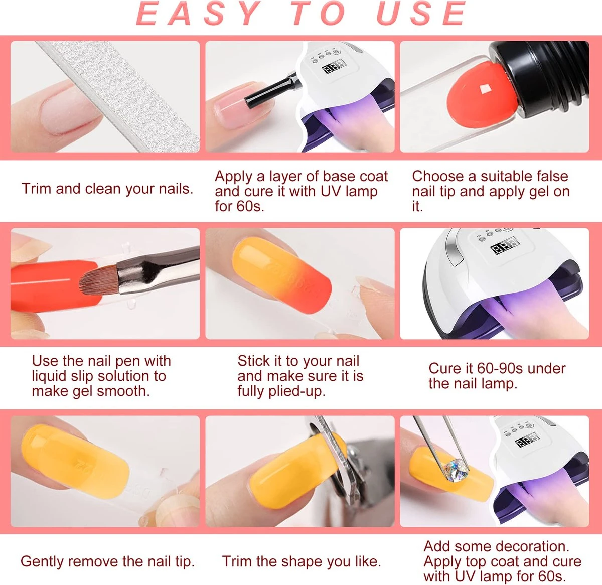 Merkloos Nepnagels - Polygel Set - 8 Kleuren - Nagels Set - Polygel Starter Set - Nagelverlenging Gel Kit - Voor Beginners - Voor DIY Salon Art Nagels - Afbeelding 9