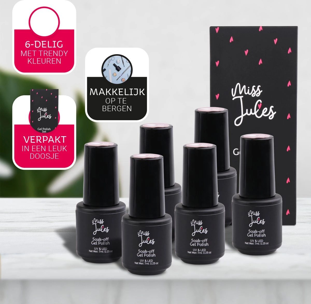 Miss Jules - 6-Delige Gellak Starterspakket - Nagellak - Kleur Nude - Glanzend & Dekkend Resultaat - Afbeelding 11