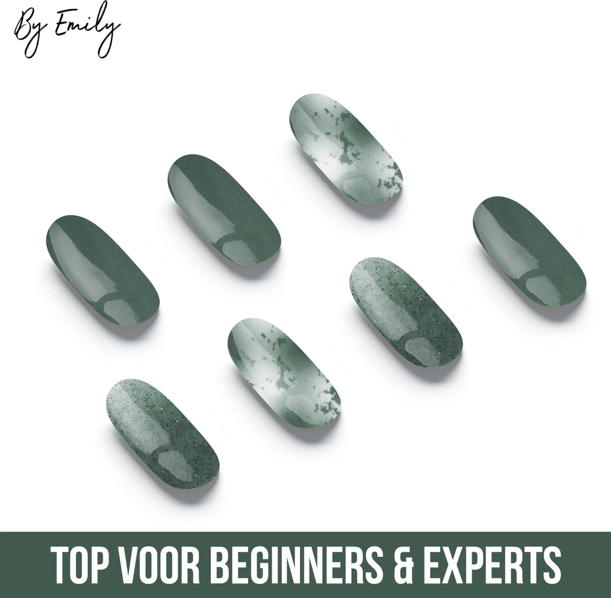 By Emily - Nagel Wrap - Greeny Gray | 14 Stickers Per Vel | Nail Wrap | Nail Art | Trendy | Design | Nagellakvrij | Eenvoudig | Nagel Art | Nagel Wrap | Nagel Stickers | Folie | Zelfklevend | Sjablonen - Afbeelding 2