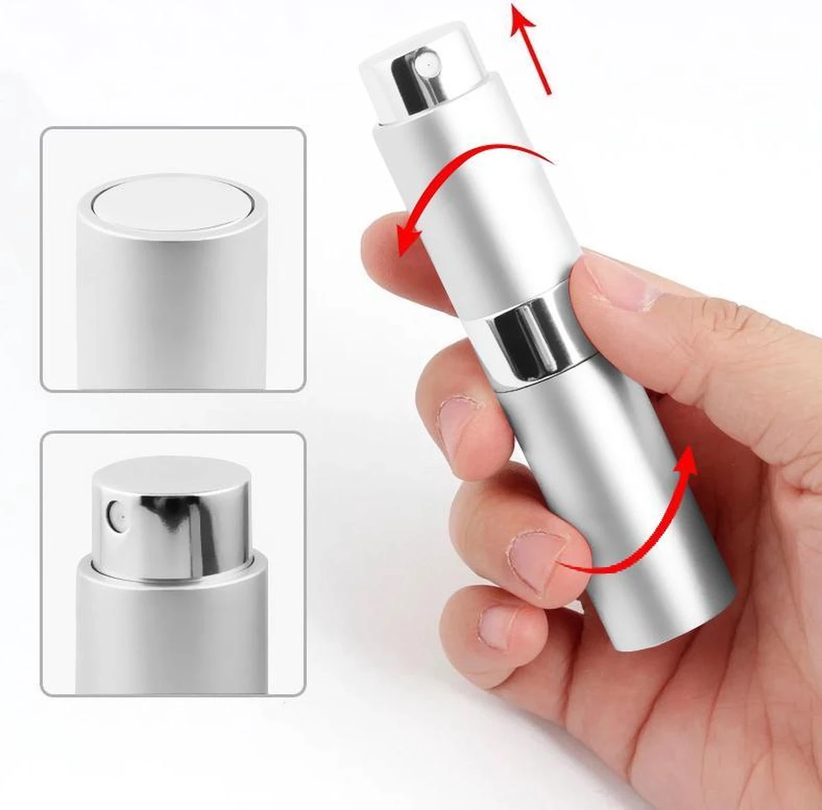 Scenty - Parfum Verstuiver Navulbaar - Mini Parfum Flesje - Reisflesje - Zilver - Afbeelding 7