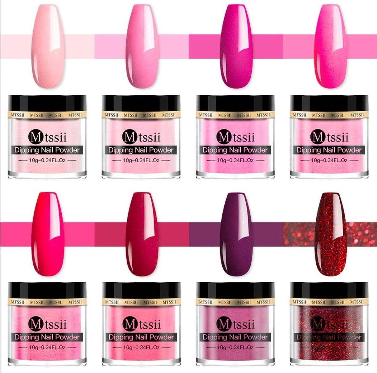 Dipping Powder Starter Kit - 8 Kleuren - Roze - Dip Poeder - Acryl Nagels - Dip Nagels - Meest Complete Starterspakket - Nagel Poeder - MTSSII - - Afbeelding 6