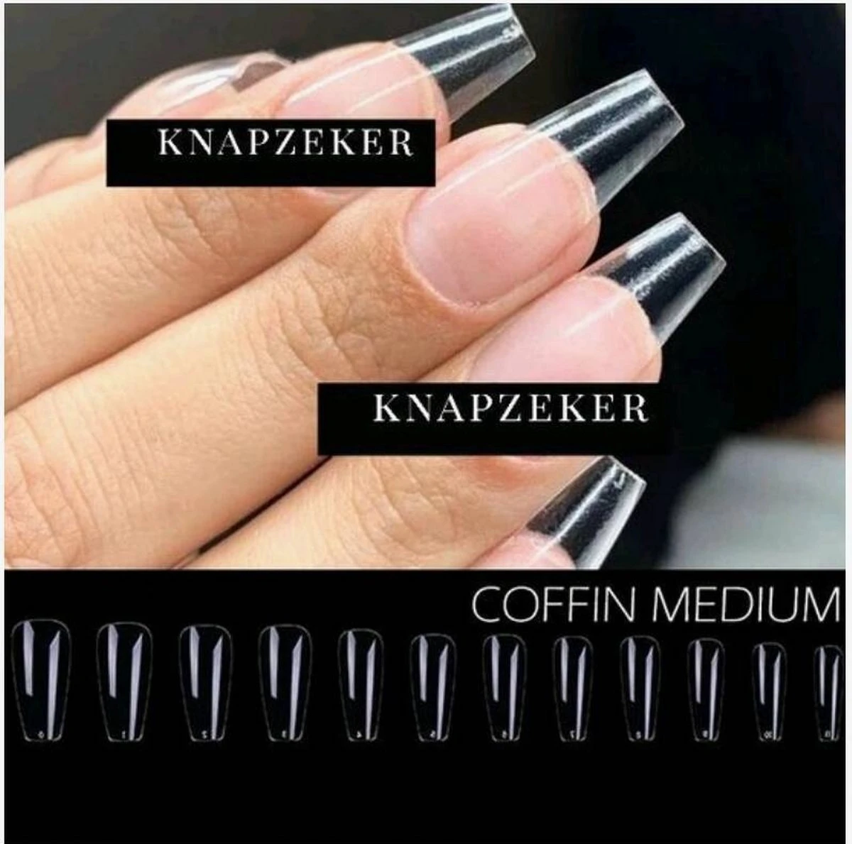 Gel Tips Nail Extension Full Cover Medium Coffin Ballerina False Tips Pre Shaped Nails Nepnagels 240ps Fake Nails- Plaknagels Met Lijm - Nageltips Transparant / Clear Tips + Nagellijm