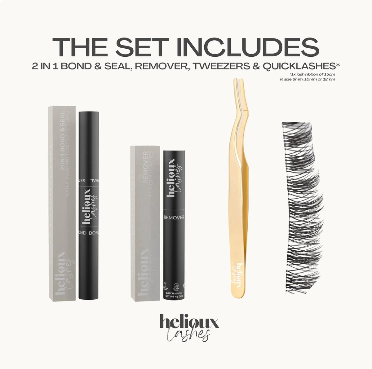 Helioux® - Quicklashes Nepwimpers - DIY Wimpersextensions Voor Thuis - 12mm - Blijven 5+ Dagen Zitten - Complete Set Incl. Wimpers, Lijm, Remover, Pincet - Herbruikbaar - Falscara - Afbeelding 7