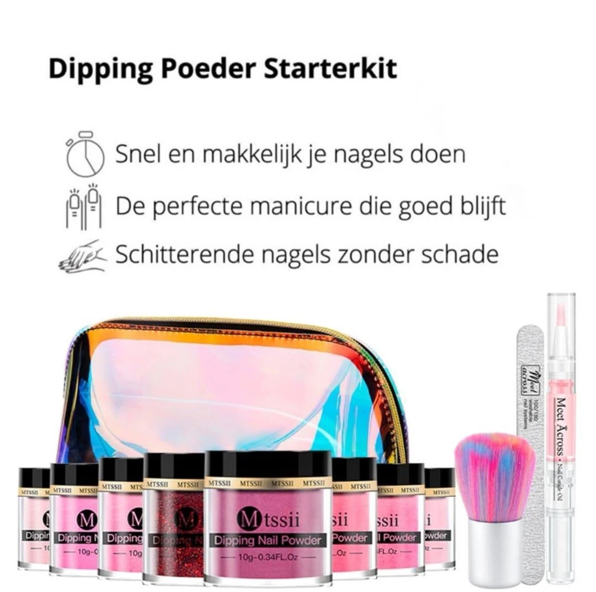 Dipping Powder Starter Kit - 8 Kleuren - Roze - Dip Poeder - Acryl Nagels - Dip Nagels - Meest Complete Starterspakket - Nagel Poeder - MTSSII - - Afbeelding 7