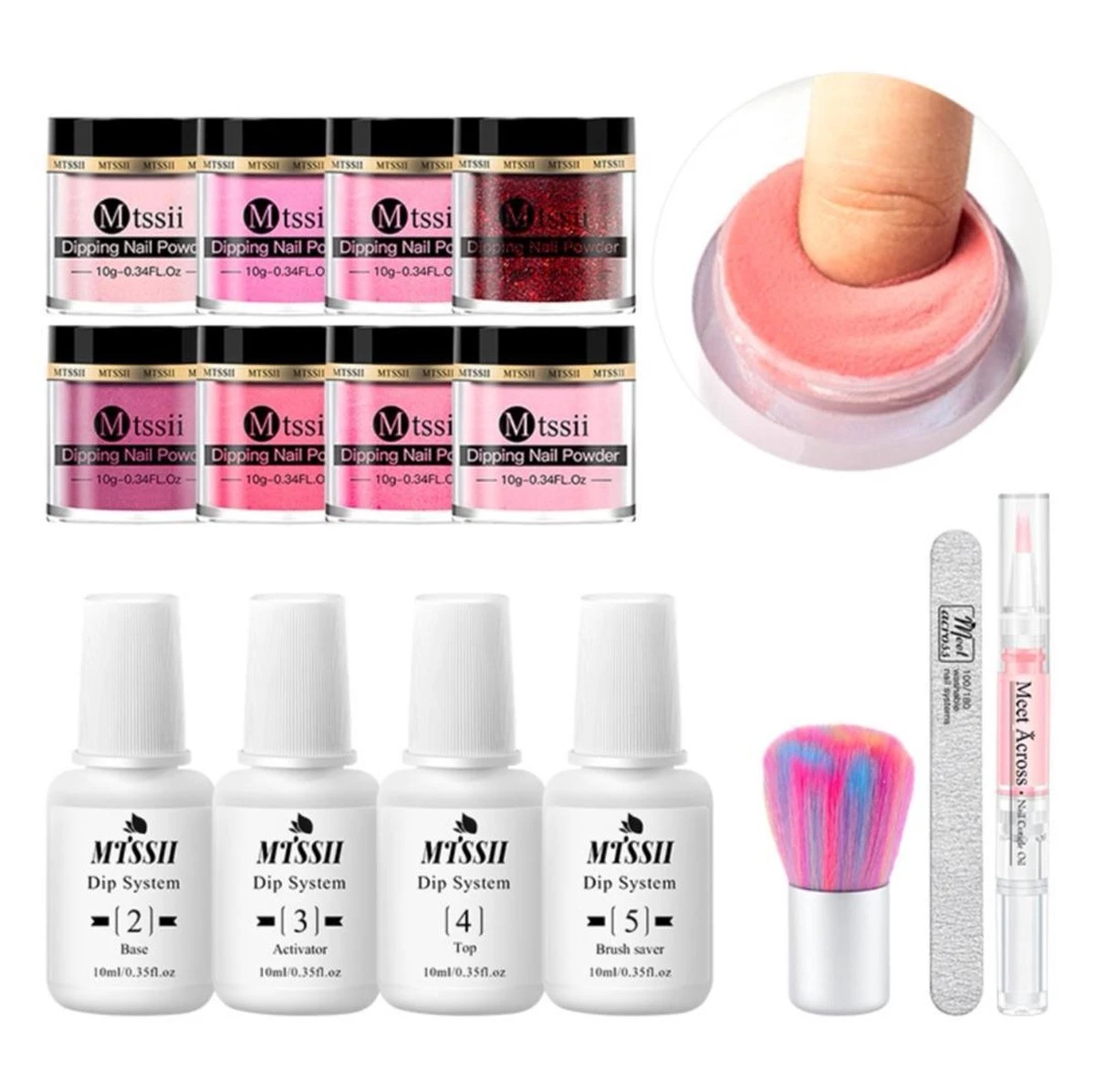 Dipping Powder Starter Kit - 8 Kleuren - Roze - Dip Poeder - Acryl Nagels - Dip Nagels - Meest Complete Starterspakket - Nagel Poeder - MTSSII - - Afbeelding 2
