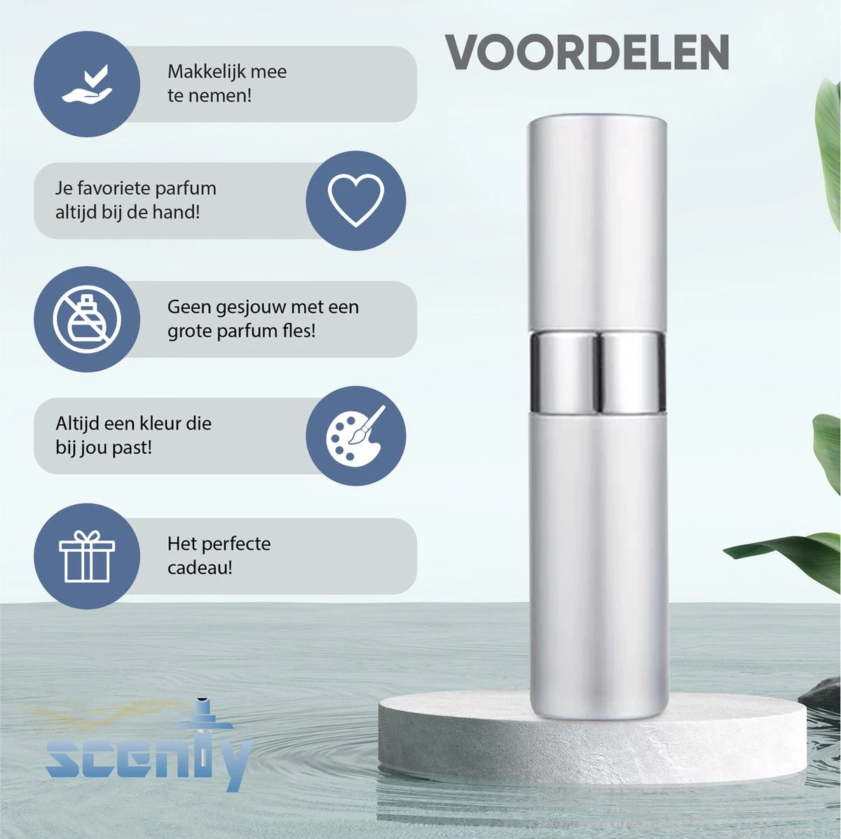 Scenty - Parfum Verstuiver Navulbaar - Mini Parfum Flesje - Reisflesje - Zilver - Afbeelding 2