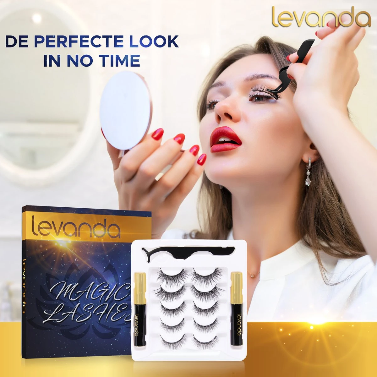 Nep Wimpers Met Magnetische Eyeliner Zwart - Wimperextensions Magnetic Lashes - Valse Wimpers Magneet Potlood En Applicator - Afbeelding 4
