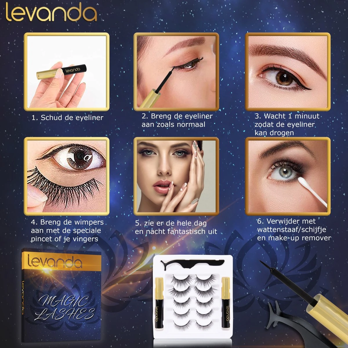 Nep Wimpers Met Magnetische Eyeliner Zwart - Wimperextensions Magnetic Lashes - Valse Wimpers Magneet Potlood En Applicator - Afbeelding 9