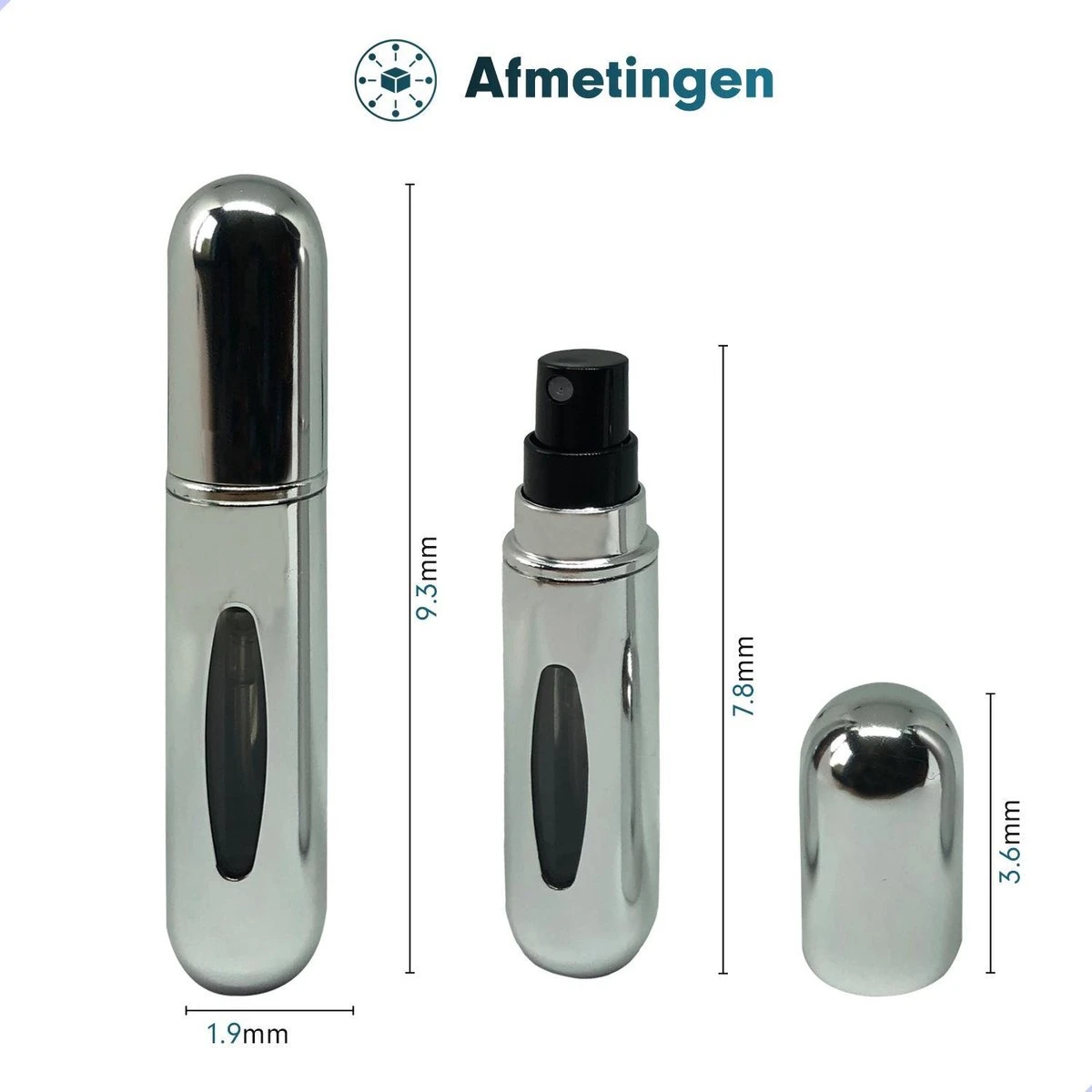MaxedMore Navulbare Parfumverstuiver 5ml Zilver - 65 Keer Spraybare Parfum Verstuiver - Hervulbaar Tasverstuiver Voor Parfum - Meeneem Mini Geur Flesje Voor Op Reis - Lipstick Formaat Navulbaar Parfumflesje - Afbeelding 4