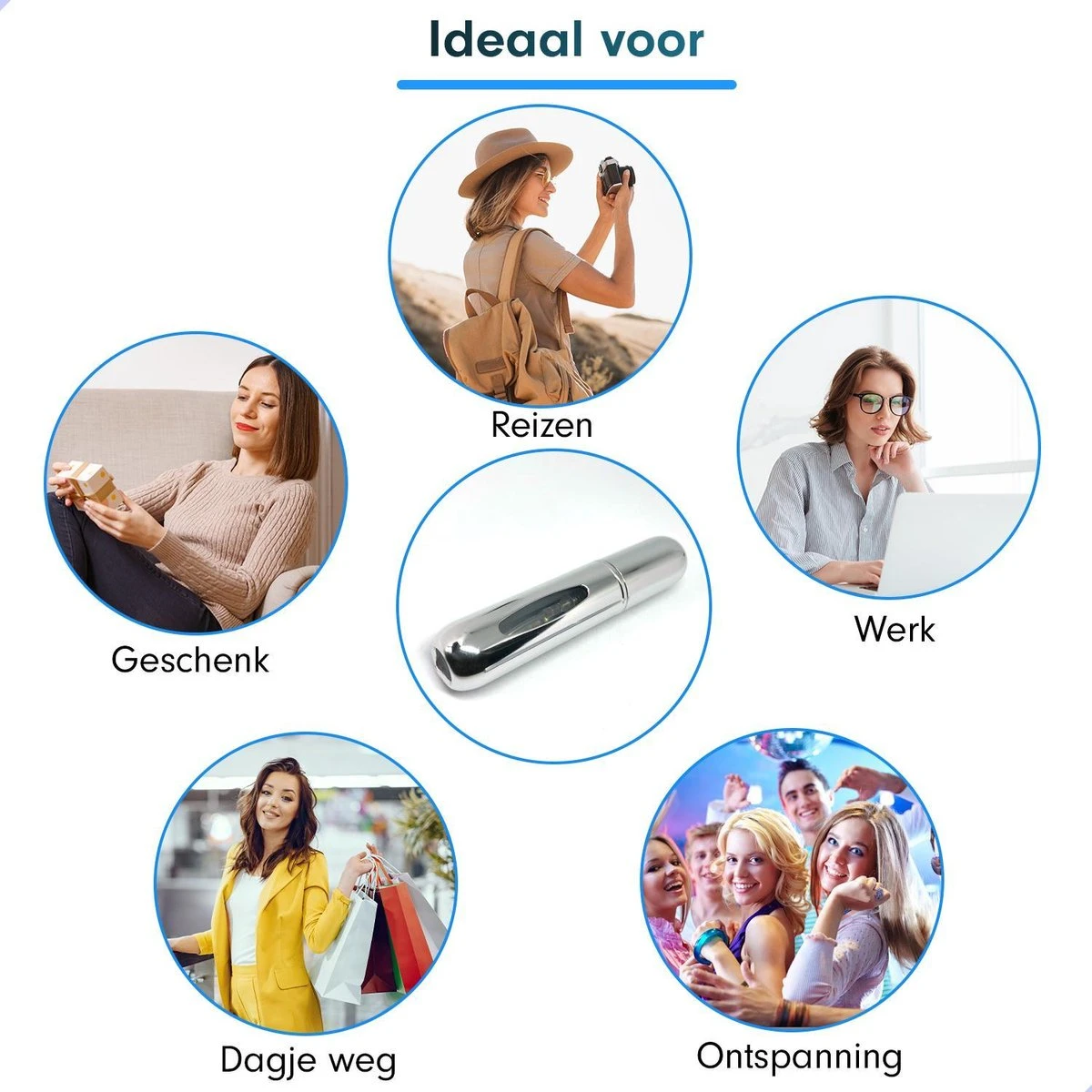 MaxedMore Navulbare Parfumverstuiver 5ml Zilver - 65 Keer Spraybare Parfum Verstuiver - Hervulbaar Tasverstuiver Voor Parfum - Meeneem Mini Geur Flesje Voor Op Reis - Lipstick Formaat Navulbaar Parfumflesje - Afbeelding 8