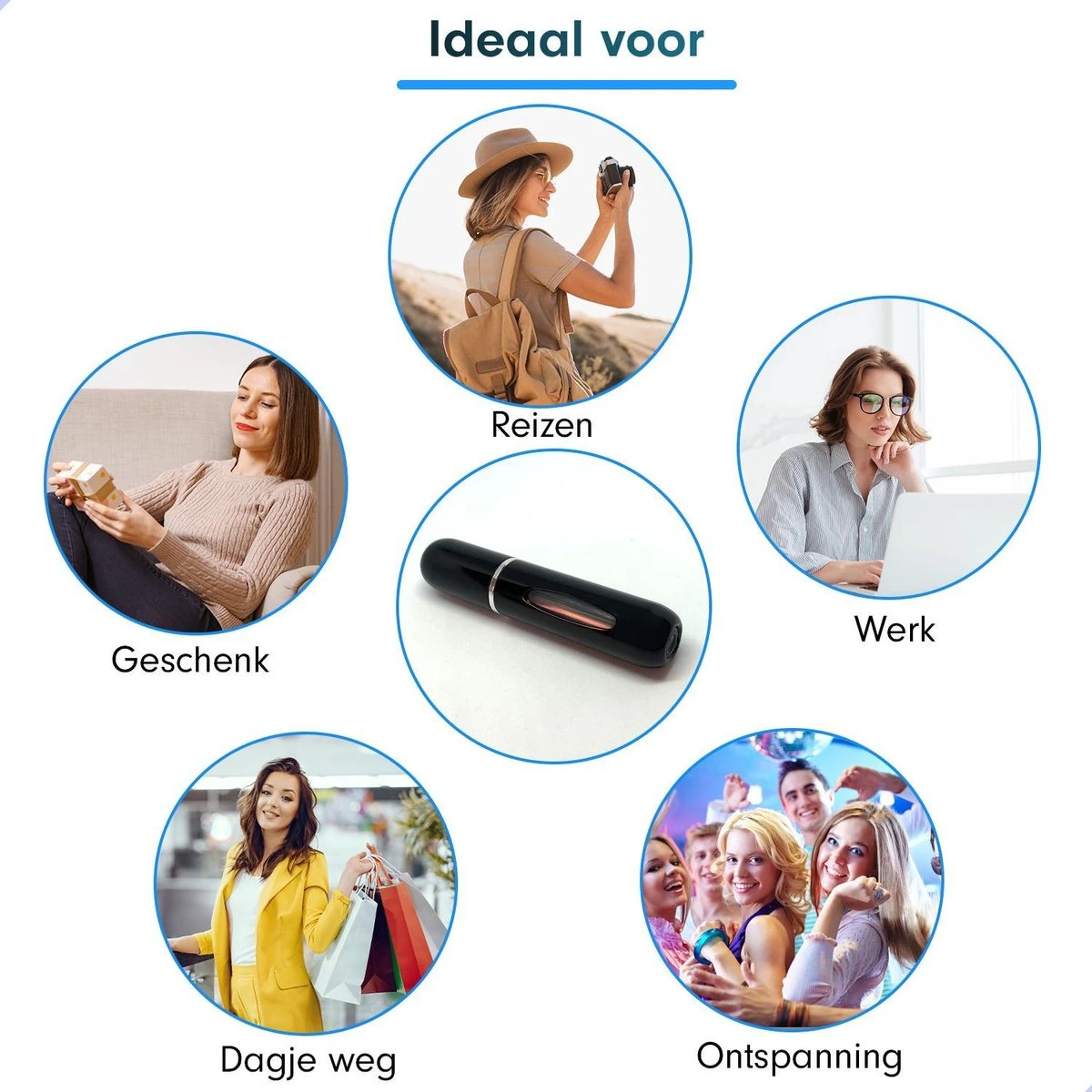 MaxedMore Navulbare Parfumverstuiver 5ml Zwart - 65 Keer Spraybare Parfum Verstuiver - Hervulbaar Tasverstuiver Voor Parfum - Meeneem Mini Geur Flesje Voor Op Reis - Lipstick Formaat Navulbaar Parfumflesje - Afbeelding 6