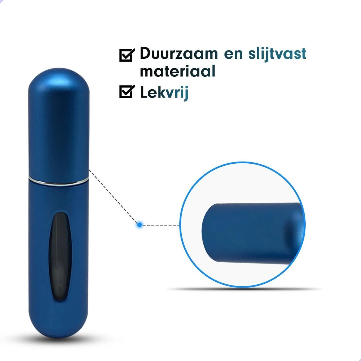MaxedMore Navulbare Parfumverstuiver 5ml Blauw - 65 Keer Spraybare Parfum Verstuiver - Hervulbaar Tasverstuiver Voor Parfum - Meeneem Mini Geur Flesje Voor Op Reis - Lipstick Formaat Navulbaar Parfumflesje - Afbeelding 6
