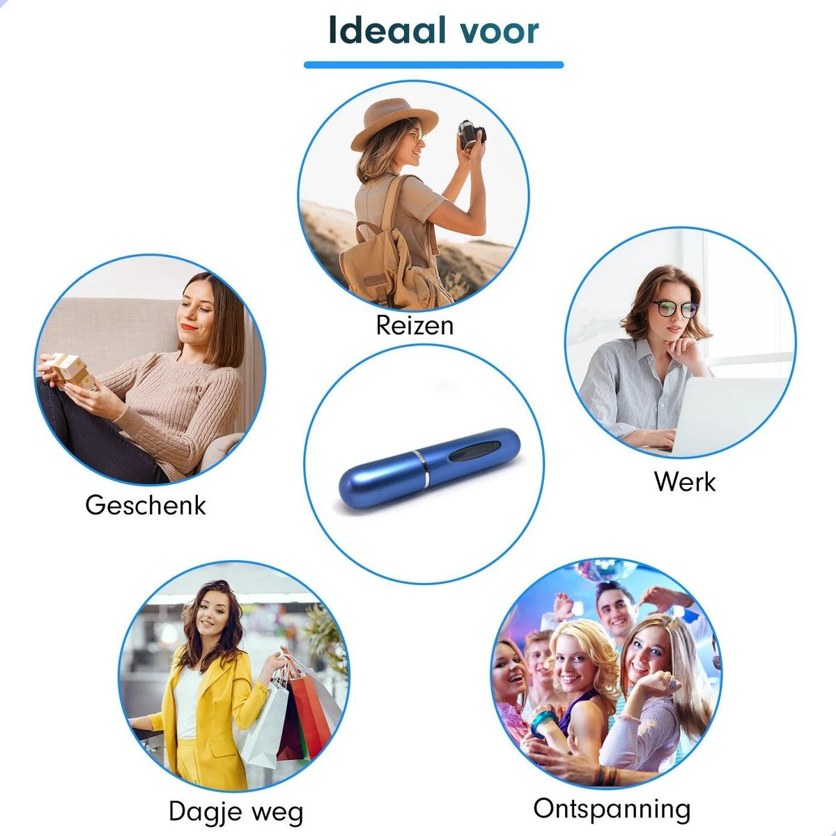 MaxedMore Navulbare Parfumverstuiver 5ml Blauw - 65 Keer Spraybare Parfum Verstuiver - Hervulbaar Tasverstuiver Voor Parfum - Meeneem Mini Geur Flesje Voor Op Reis - Lipstick Formaat Navulbaar Parfumflesje - Afbeelding 10