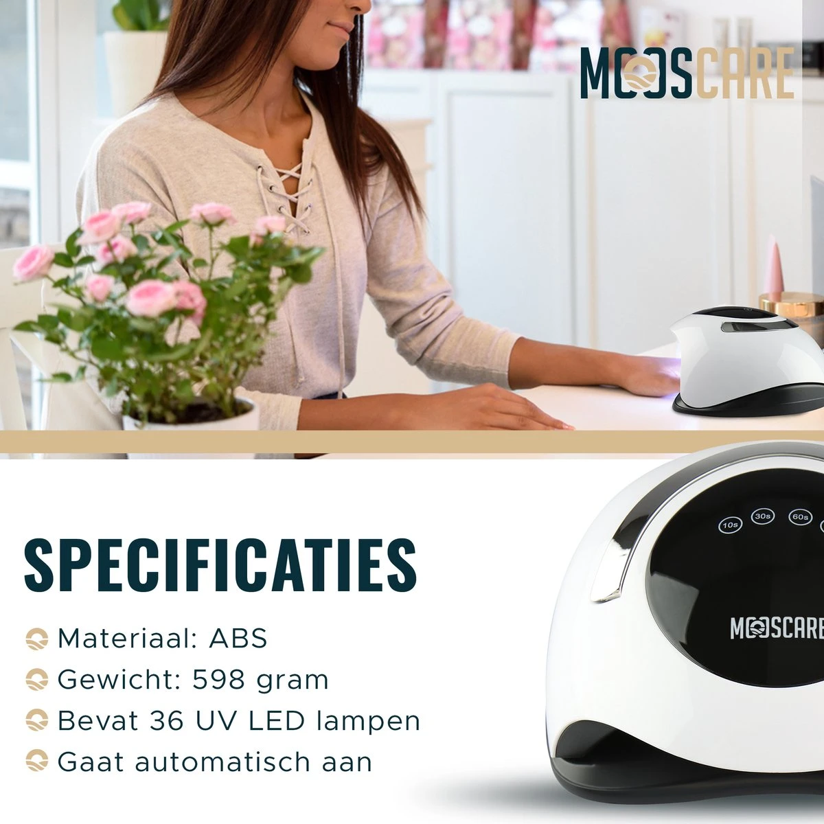 MOOSCARE 120 Watt LED Lamp Voor Gellak Nagels - UV Lamp Gelnagels - Nail Art Nagellamp - Gel Nagellak Nageldroger - Afbeelding 3