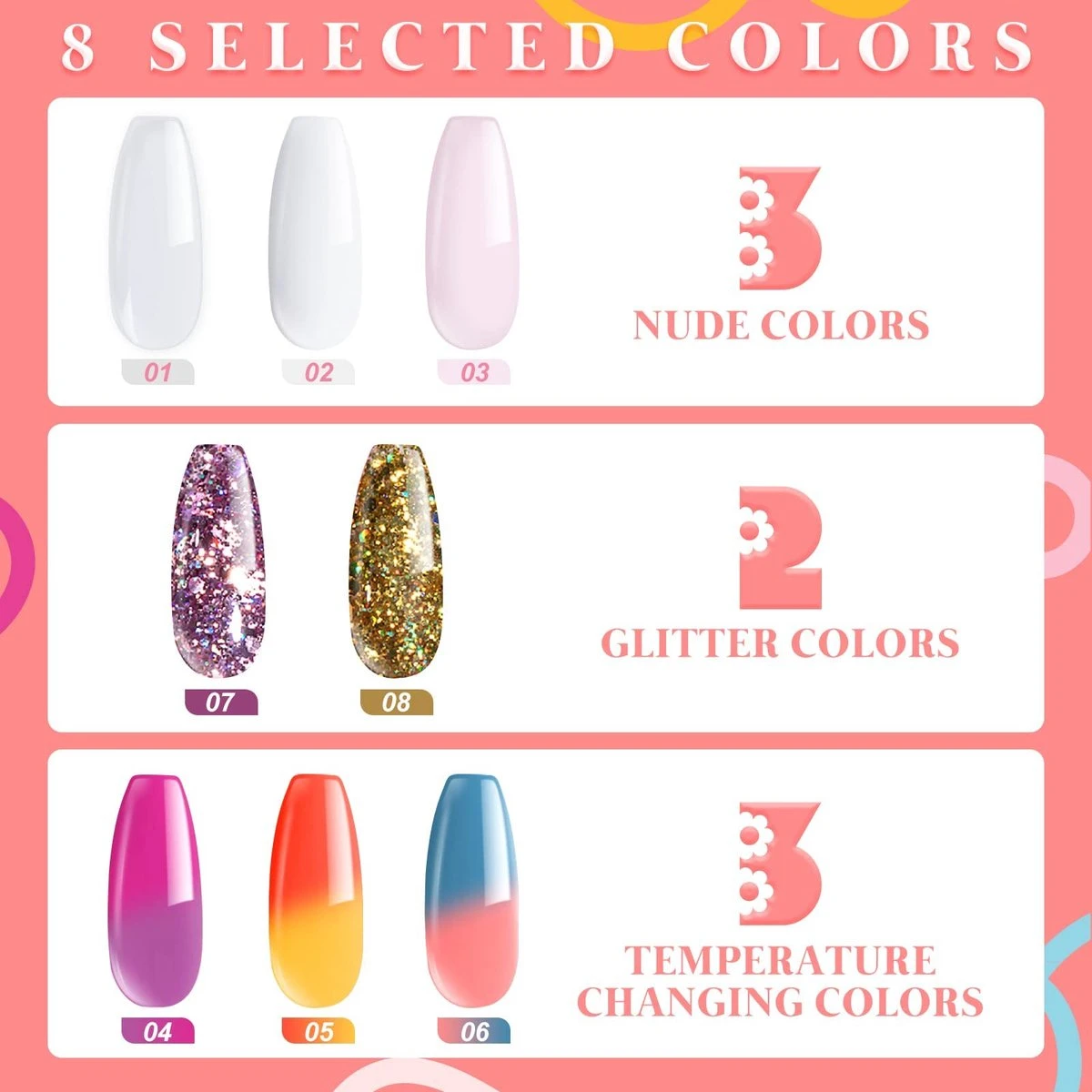 Merkloos Nepnagels - Polygel Set - 8 Kleuren - Nagels Set - Polygel Starter Set - Nagelverlenging Gel Kit - Voor Beginners - Voor DIY Salon Art Nagels - Afbeelding 8