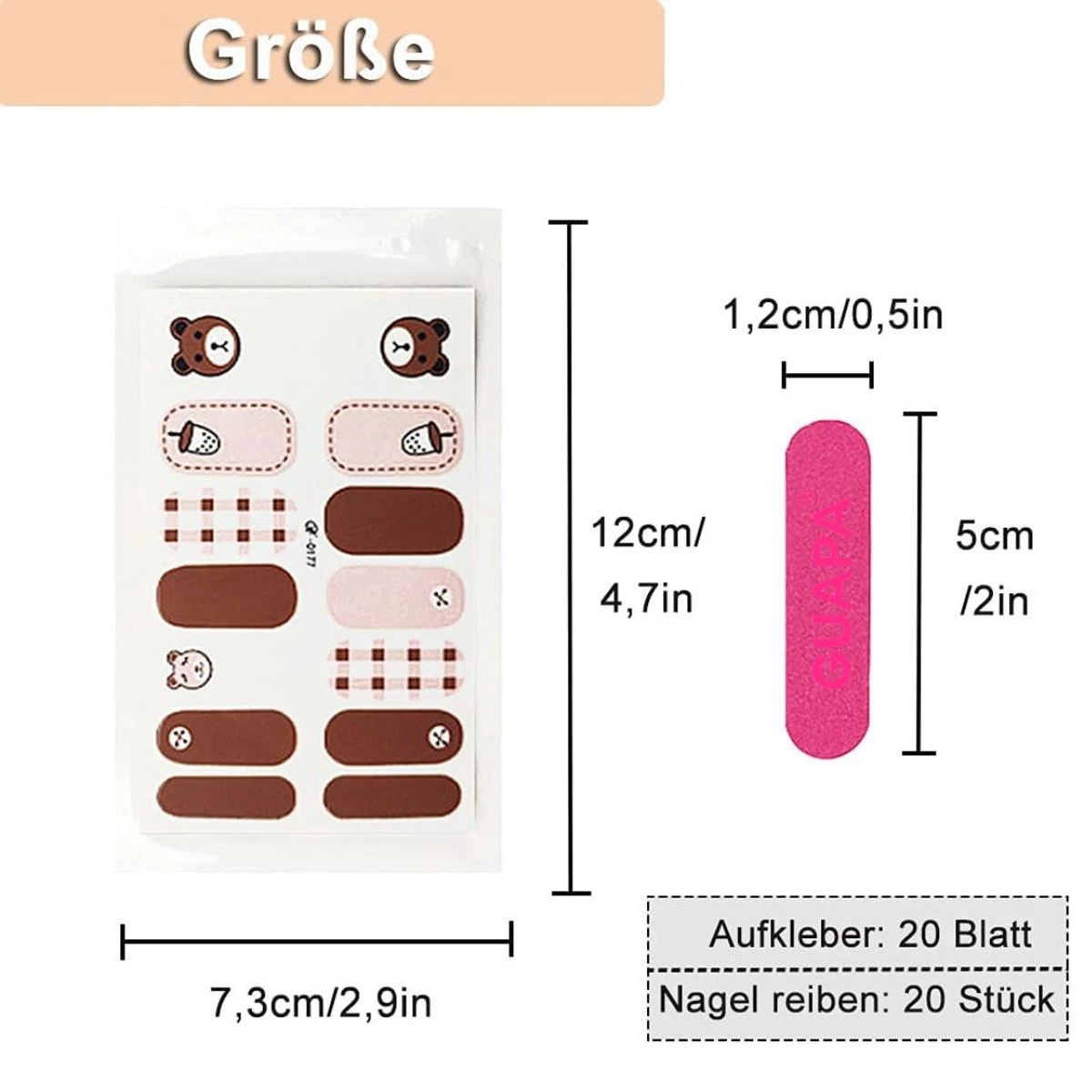 GUAPÀ® Nagelstickers & Nail Wraps - Nagelstickers Hartjes En Vormpjes - Nail Art - Nagel Folie - Diverse Kleuren Nail Wrap - 20 Vellen Nagelstickers - Afbeelding 7
