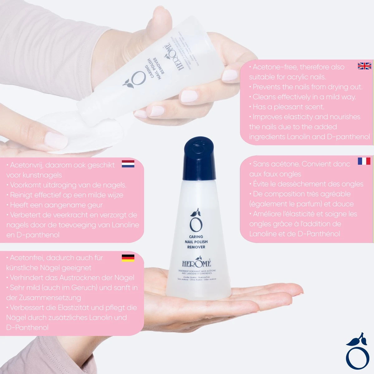 Herome Nagellakremover Nagellakverwijderaar - Nagelverzorging - Caring Nail Polish Remover - Acetonvrij - 120ml - Afbeelding 3