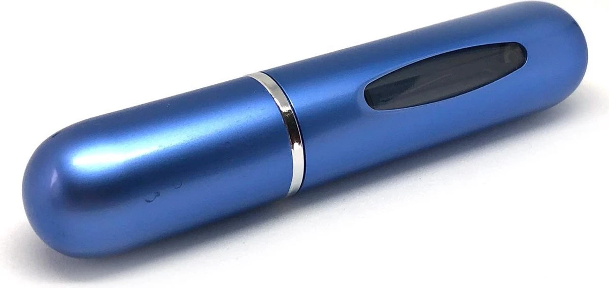 MaxedMore Navulbare Parfumverstuiver 5ml Blauw - 65 Keer Spraybare Parfum Verstuiver - Hervulbaar Tasverstuiver Voor Parfum - Meeneem Mini Geur Flesje Voor Op Reis - Lipstick Formaat Navulbaar Parfumflesje - Afbeelding 2