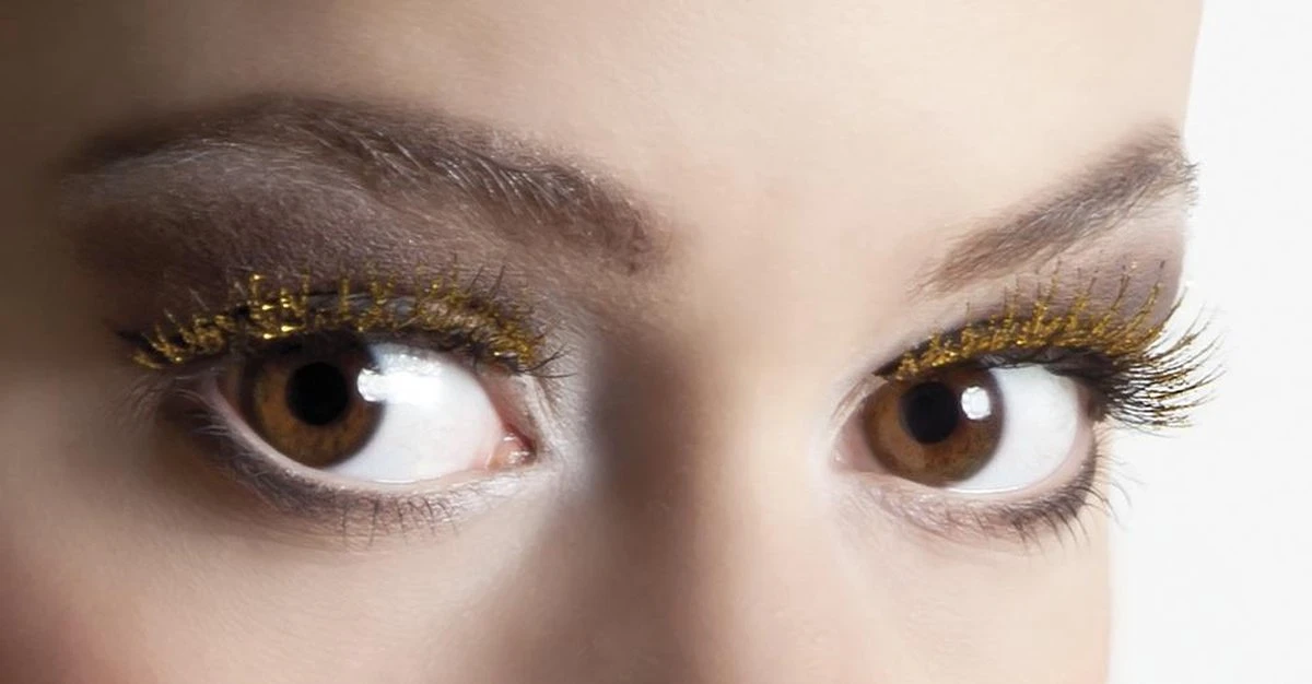 Smiffys BOLAND BV - Nep Wimpers Met Goudkleurige Glitters - Afbeelding 2