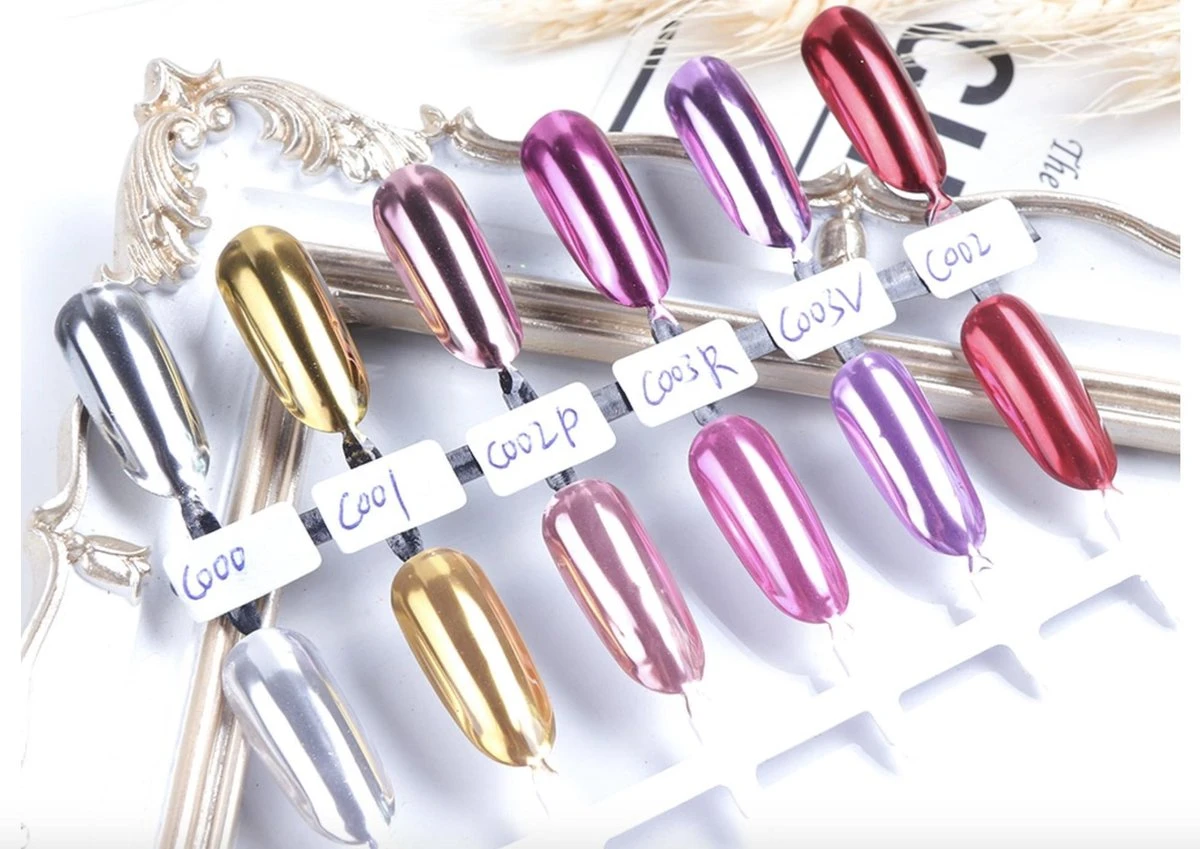 GUAPÀ - Holografische Glitter Poeder Set - Roze & Zilver & Goud - Nail Art & Nagel Decoratie- 3 Stuks - Afbeelding 2