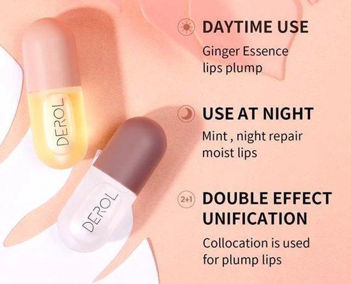 2 Stuks DAG En Nacht Lip Plumpers | Natuurlijke Lip Plumpers | 50% Vollere Lippen In 2 Min | Lip Filler | Lipgloss | Lip Maximizer | Cadeautip | In Een Schattige Cadeauverpakking! - Afbeelding 3