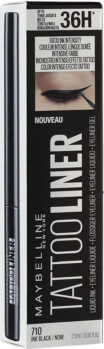 Maybelline New York Tattoo Studio Tattoo Liner - Liquid Ink - 710 Inked Black – Zwart - Ultra Langhoudende Liquid Eyeliner - Afbeelding 5