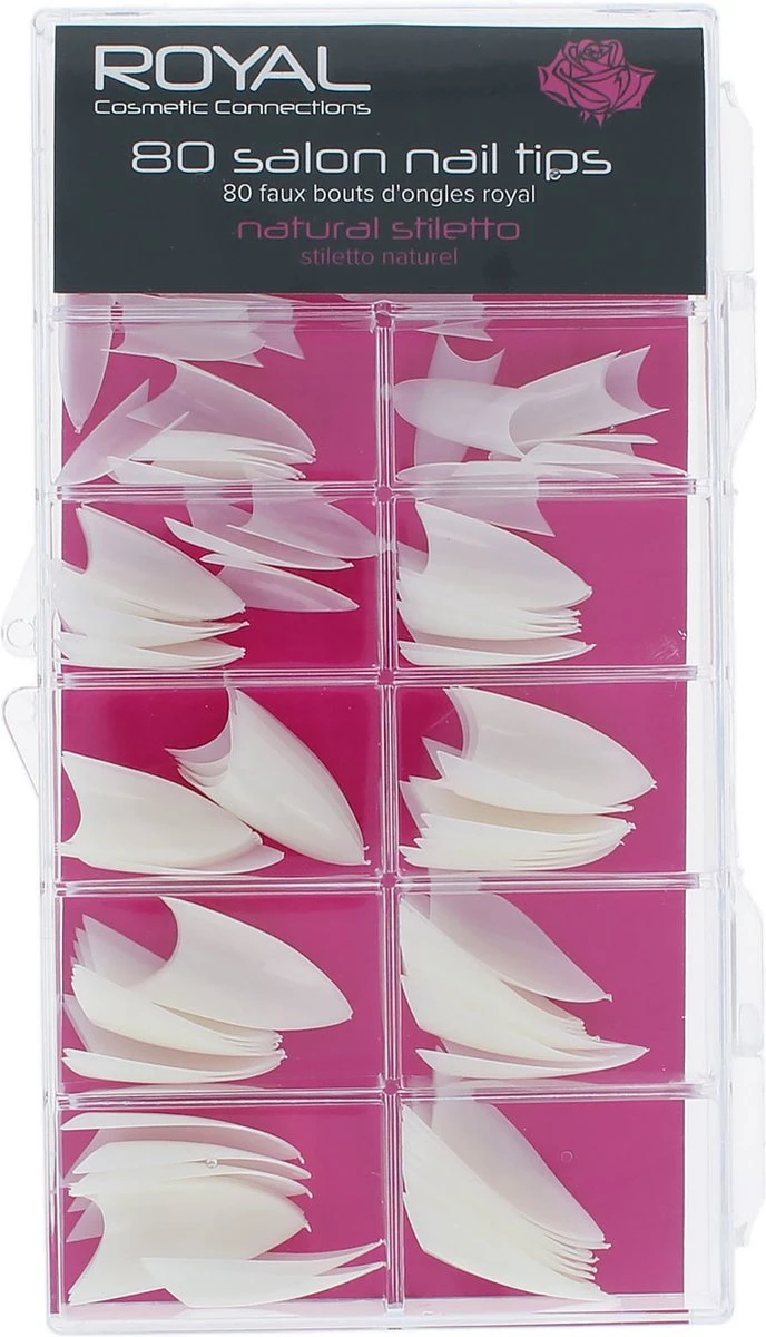 Royal 80 Salon Nail Tips - Natural Stiletto