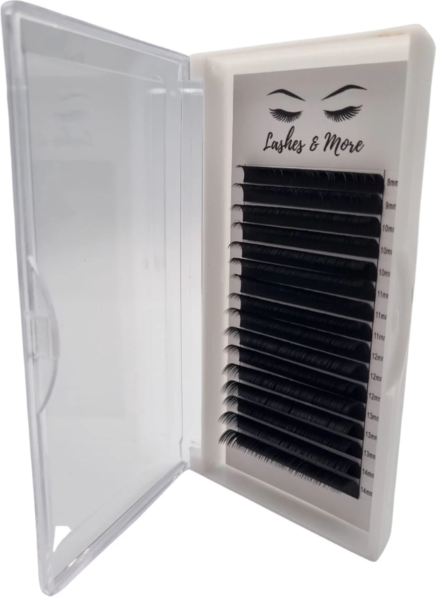 Lashes & More Wimperextensions - One By One - C Krul – Dikte 0.20 – Lengte Mixed – 16 Rijen In Een Tray - Nepwimpers - Flat Lashes - Verkrijgbaar In C En D Krul En In Dikte 0.15 En 0.20