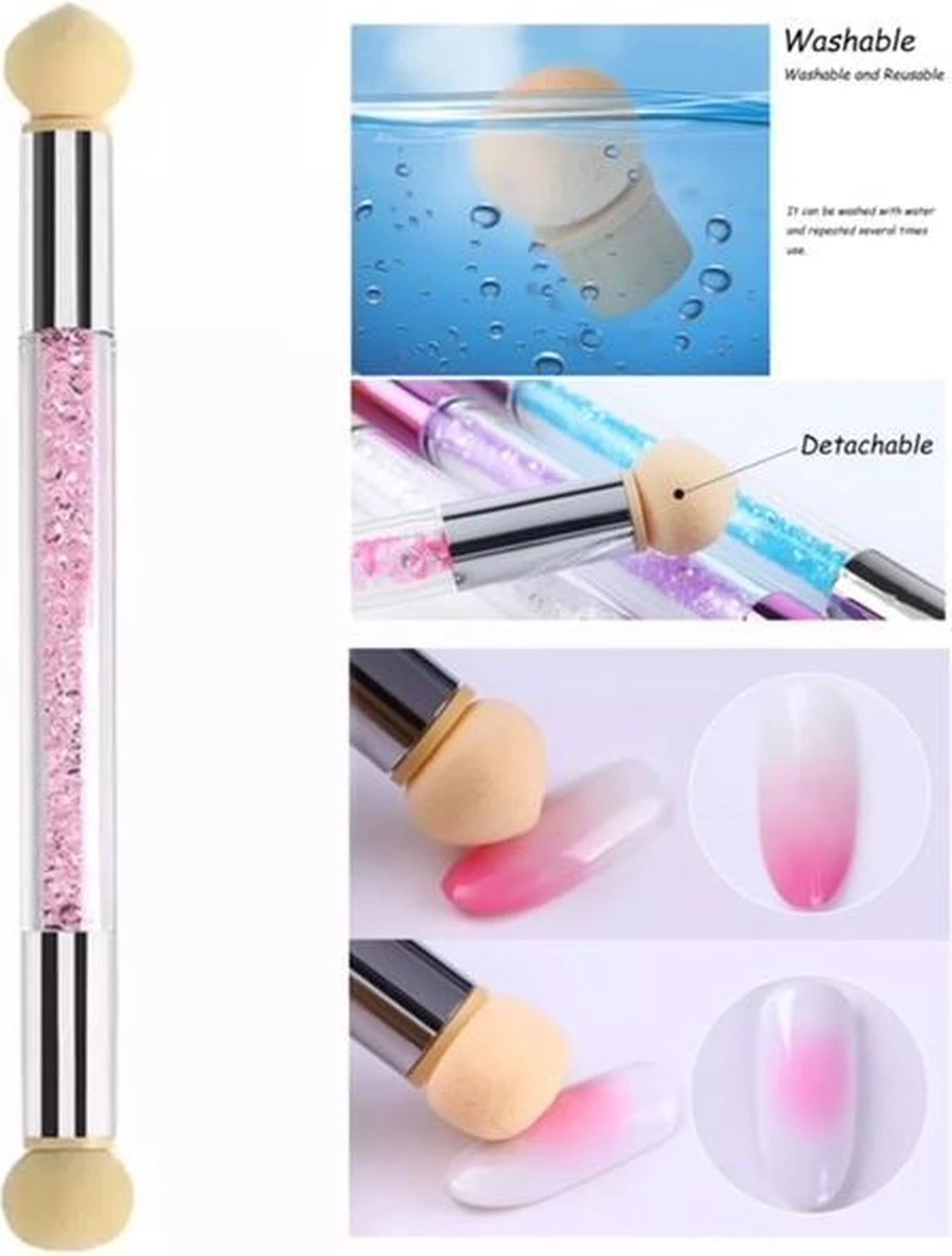 GUAPÀ - Nail Art Blooming Spons & Stempel Penseel Voor Het Maken Van Babyboom En Holografisch Effecten Op Je Nagels - Kleur Roze